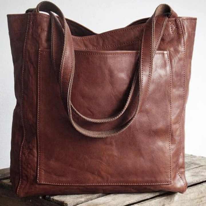 Women's Vintage Oil Wax Leather Tote Bag 