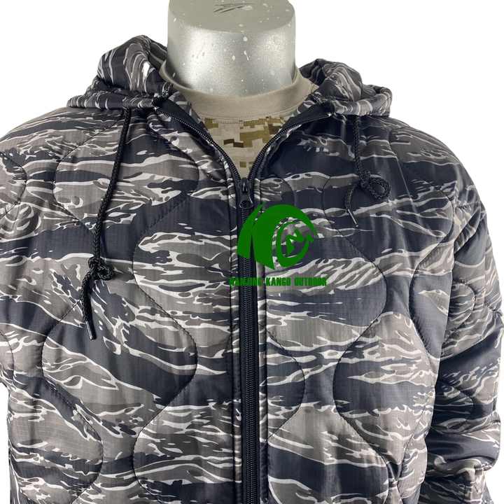 Kango New Design Color Black Tiger Stripe BTS Camo Woobie Hoodie Pullover Jacket Woobie Hoodie Zipper 