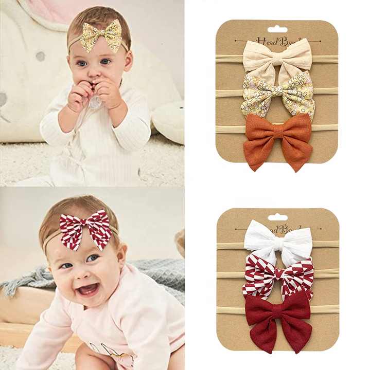 Hair Accessories Cotton Linen Hair Ribbons Nylon Hairband 