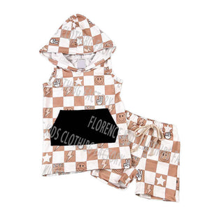 Boys' Shorts Boys' 2-piece clothing set, hooded shirts and shorts 