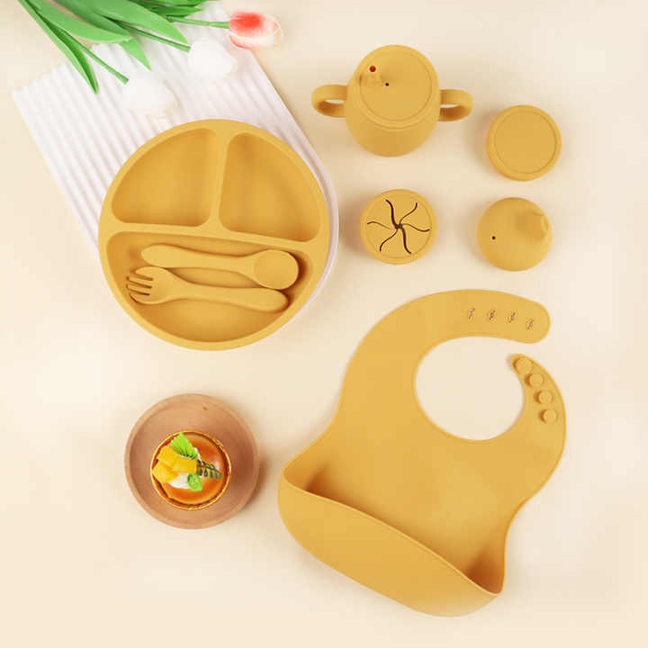 Bpa Free Silicone Baby Feeding Plate Set 