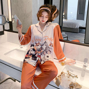 بيجامة نوم نسائية كم طويل