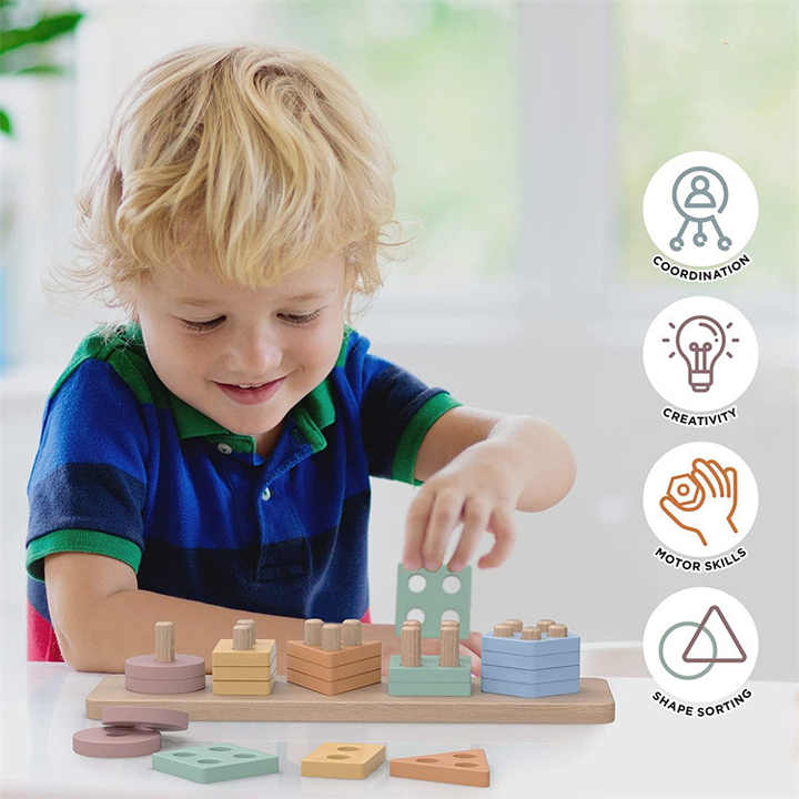 Educational games wooden building blocks 