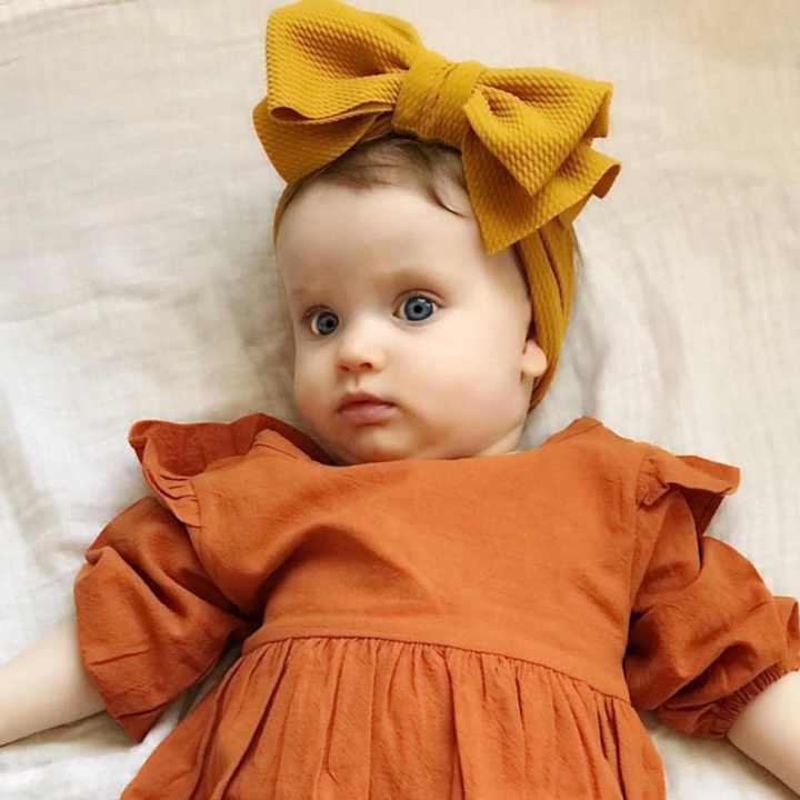 Soft Nylon Flower Hair Accessories with Warm Bow - Newborn Baby Hair 