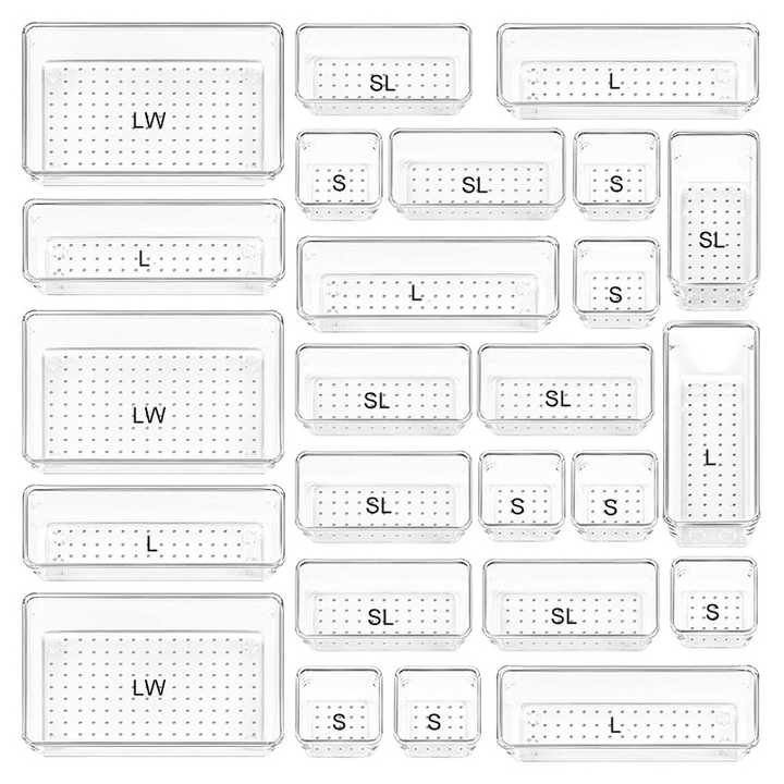 Durable, stackable, clear plastic storage box is space-saving and ideal for home and office organization. 