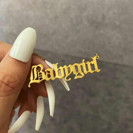 Kids Accessories Women's Gold Stainless Steel Name Necklace