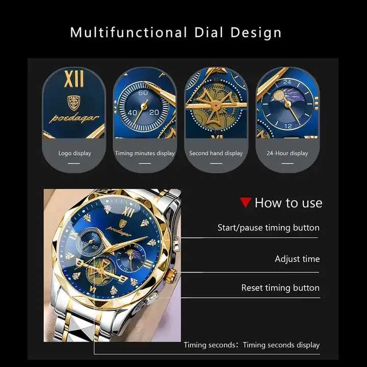 POEDAGAR Watch. POEDAGAR Luxury Men's 