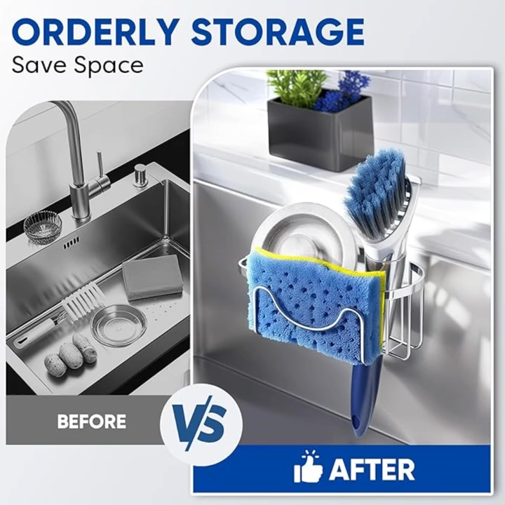 Multifunctional steel kitchen sink rack . رف حوض مطبخ متعدد الوظائف من الفولاذ