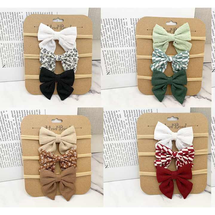 Hair Accessories Cotton Linen Hair Ribbons Nylon Hairband 