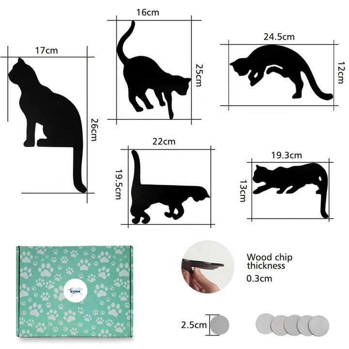 5 * Funny Black Wooden Cat Wall Art Gift Decor for Cat Lovers 5 
