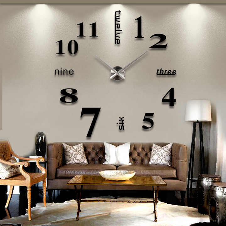 Large Antique Frameless Modern Home Wall Clock 