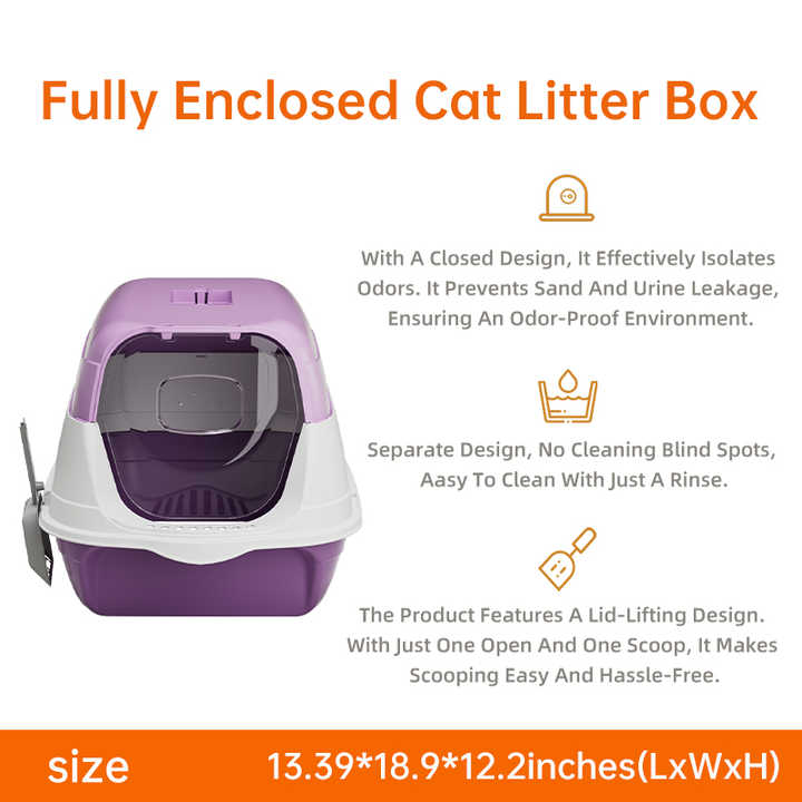 Fully Enclosed Plastic Toilet for Large Pets with Splash-Proof Pet Accessories - Pet Accessories 