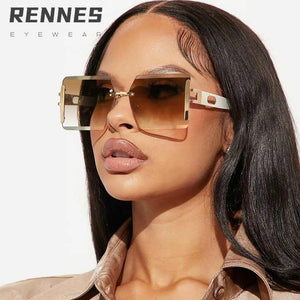 Sunglasses Fashion Black and Green Gradient Sunglasses Men's Glasses - نظارات شمسية نسائية فاخرة مربعة