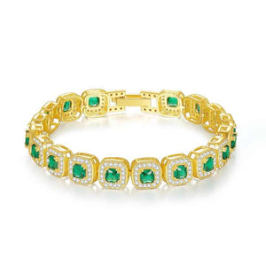 Unisex Customized 14K Gold Plated-Emerald Tennis Bracelet 
