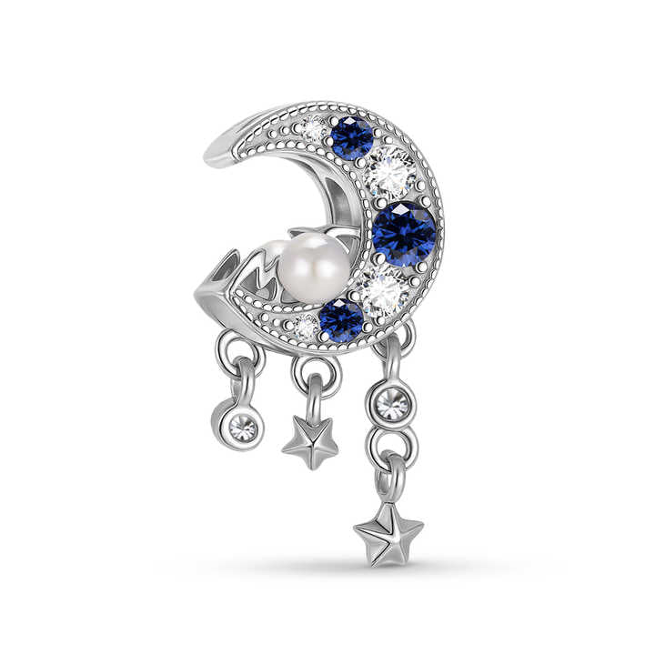 Women DIY Bracelet Charm Necklace Jewelry - Original Silver Moon Cradle Charm