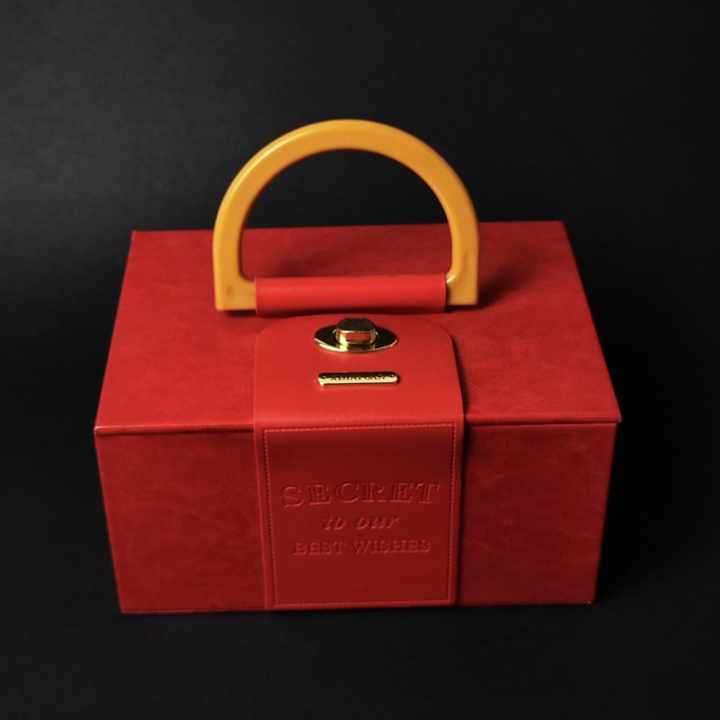 Elegant Red Leather Storage Box with 
