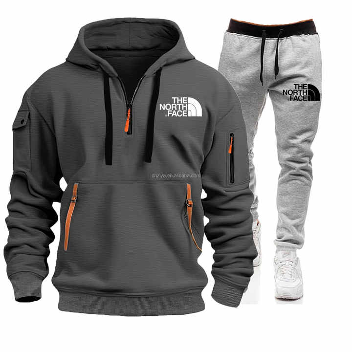 Men's trendy autumn/winter velvet set with multi-pocket 