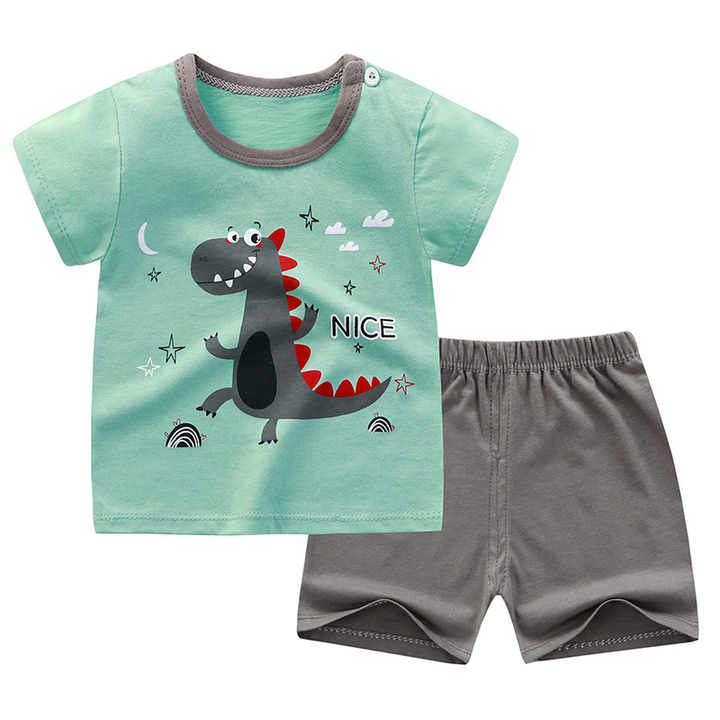 Cartoon Pattern Cotton T-shirt 2-piece Suit for Boys and 