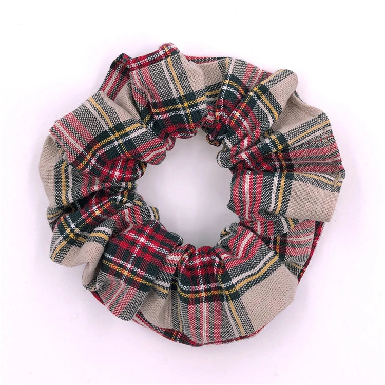Checked Hair Scrunchie Bands for Girls
