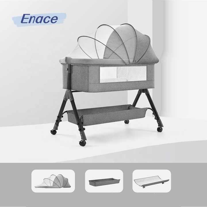 Multifunctional Folding Aluminum Baby Bed Cradle Side Bed Side Sleeper Portable Stroller 