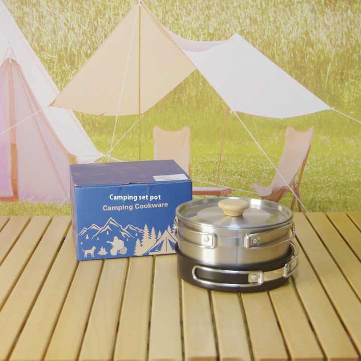 Portable Stainless Steel Camping Soup Pot Set 