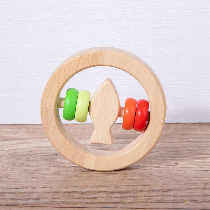 1pc Baby Wooden Rattle Beech Animal Hand Teething. 