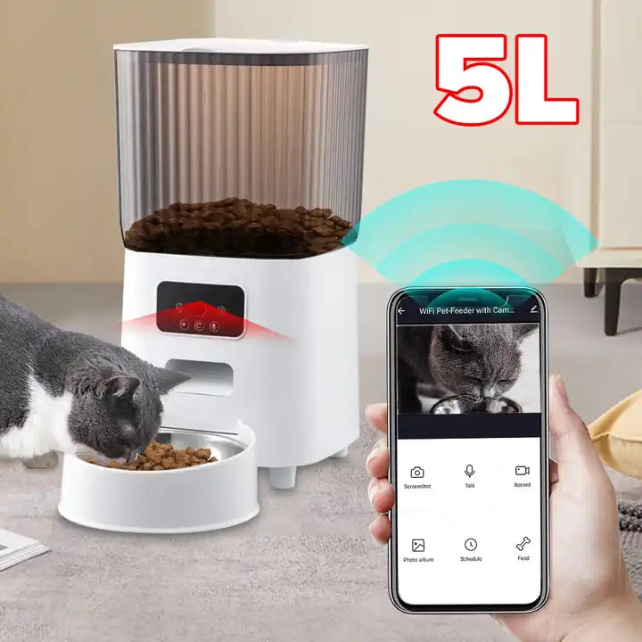 Smart Portable with Camera Remote Control Cat and Dog Feeder - Bowls and Feeders 