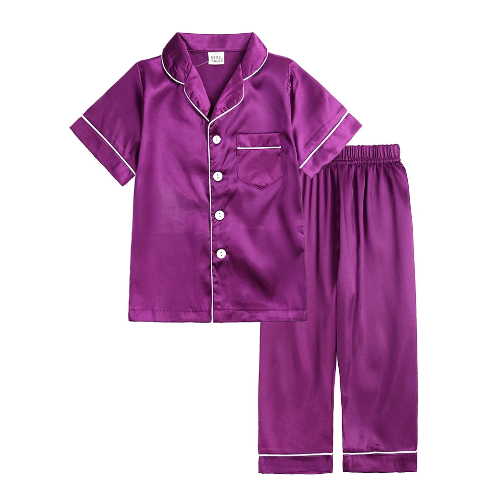 Long sleeve silk pajamas for children