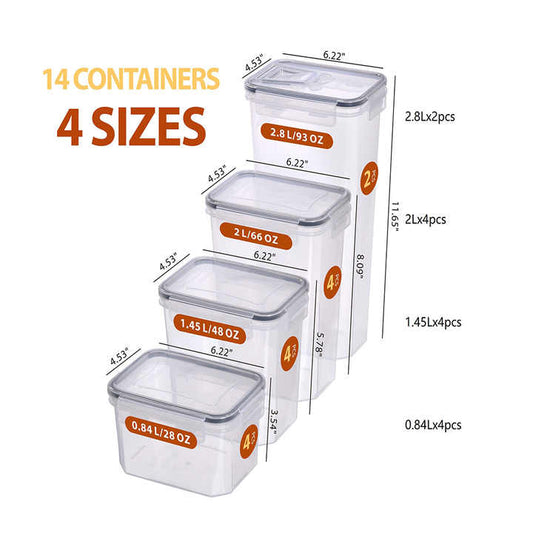 14pcs Plastic Household Kitchen Tools Organizer Multi-purpose Food Storage Container Lentils Pantry Storage 
