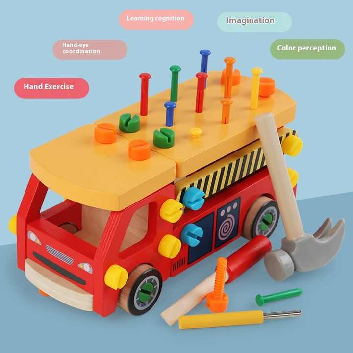 Wooden children's play set consisting of nuts and 