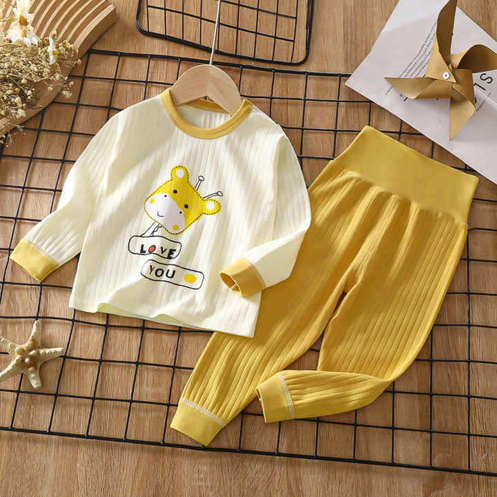 طقم بيجامة جذاب مطبوع عليه رسوم كرتونية مخصصة للأطفال بسعر رخيص بيجامة قطنية للفتيات ملابس نوم للأطفالCute Cartoon Printed Custom Kids Pajama Set Cheap Cotton Girls Pajamas Children Sleepwear