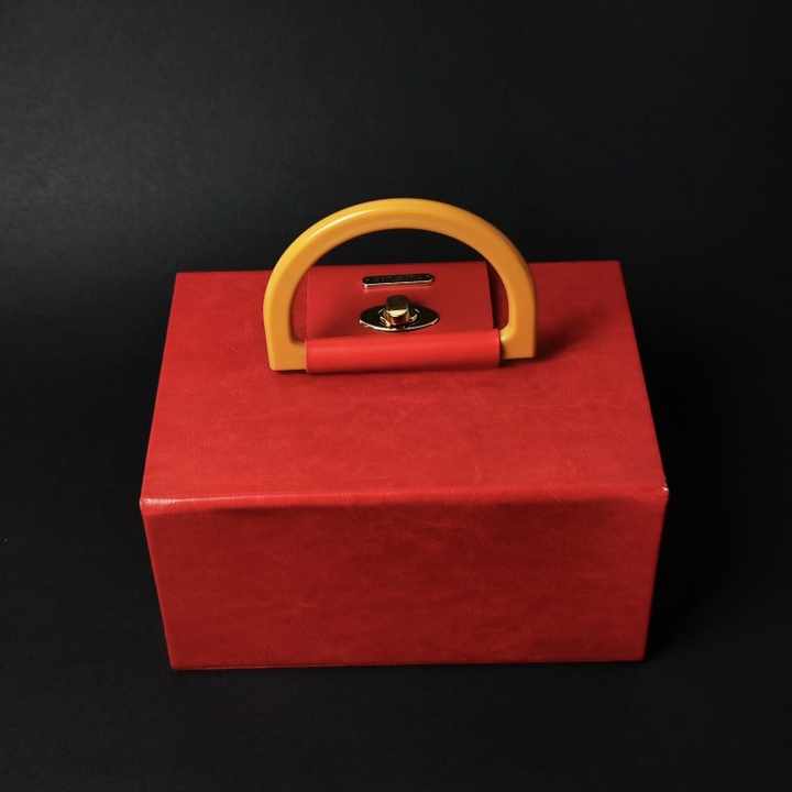 Elegant Red Leather Storage Box with 