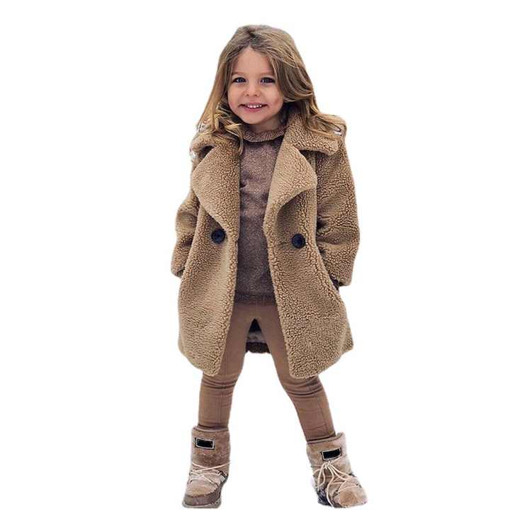 &nbsp;Warm Clothing Kids Girl Lapel Overcoat-ملابس شتوية