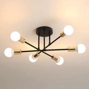 Simple antique six-head ceiling lamp molecular 