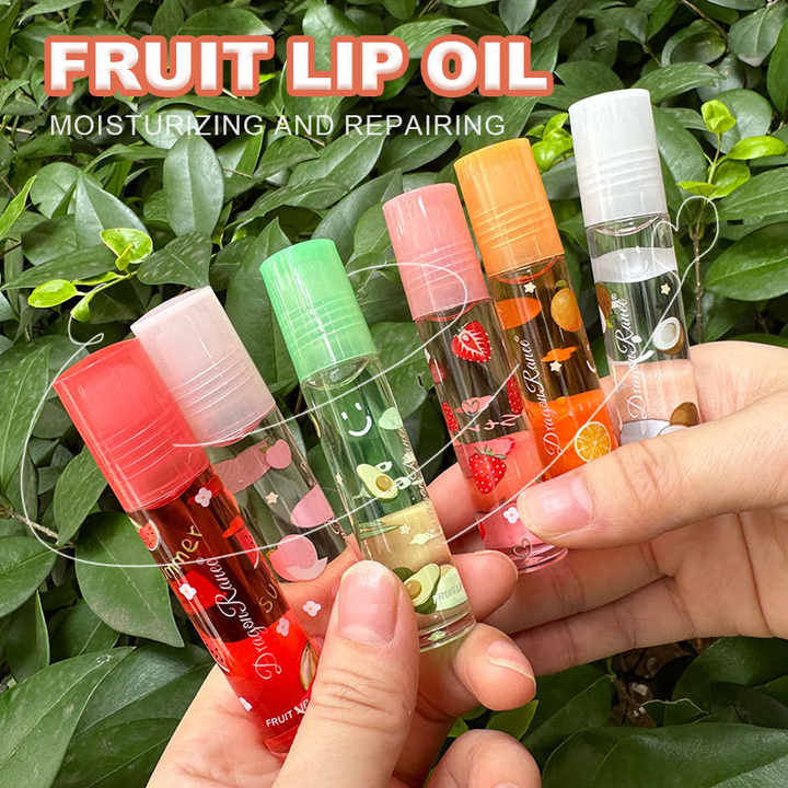 Random Roll On 6 Colors Fruit Oil Mirror Moisturizing Transparent Long Lasting Cosmetics Moisturizing Lip Gloss Lip Balm 