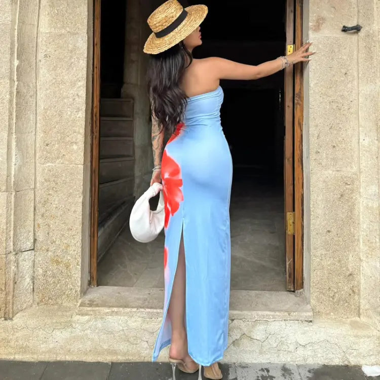 Women's long floral print dress 