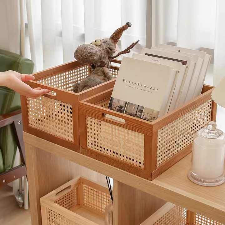 Solid wood bamboo, desktop frame storage. 