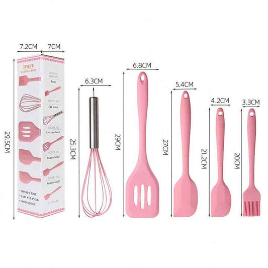 5-Piece Heat-Resistant Silicone Kitchen Utensil Set for Cooking and Kitchen High Demand 