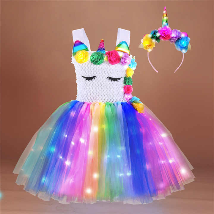 Girl's Halloween Party Evening Clothes 3-10 Years Toddler Dress with Cartoon for Girl Unicorn as Party Dress 