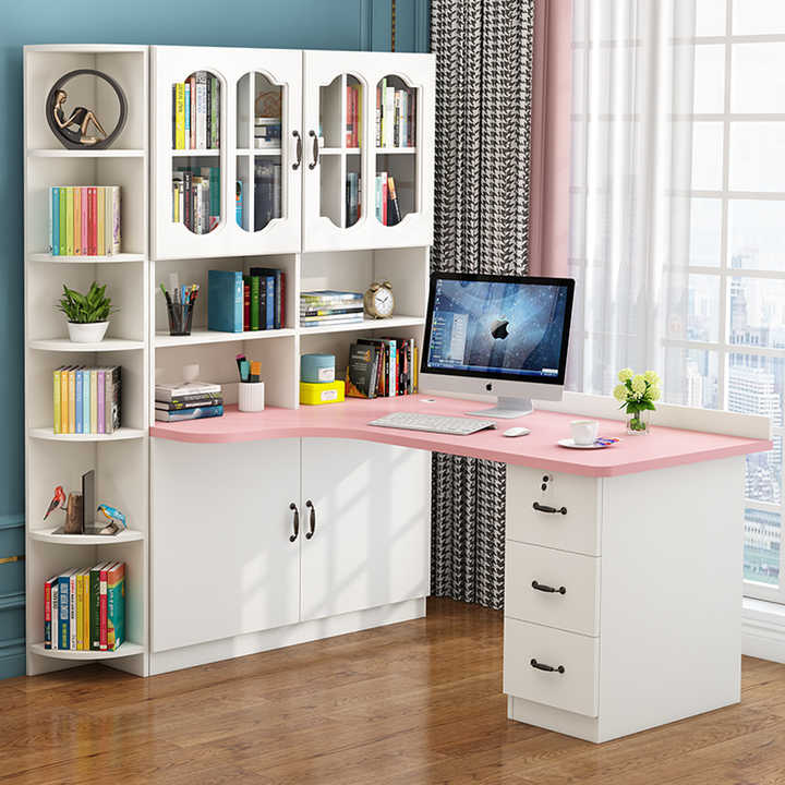 Solid wood corner desk cabinet combination writing desk cabinet computer desk 