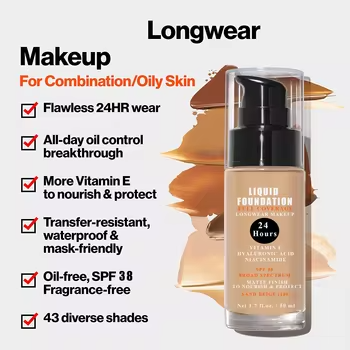 Smooth Brightening Liquid Foundation Face Makeup Moisturizing Tinted Concealer BB Cream SPF 38 Long Wear Full Coverage Matte 