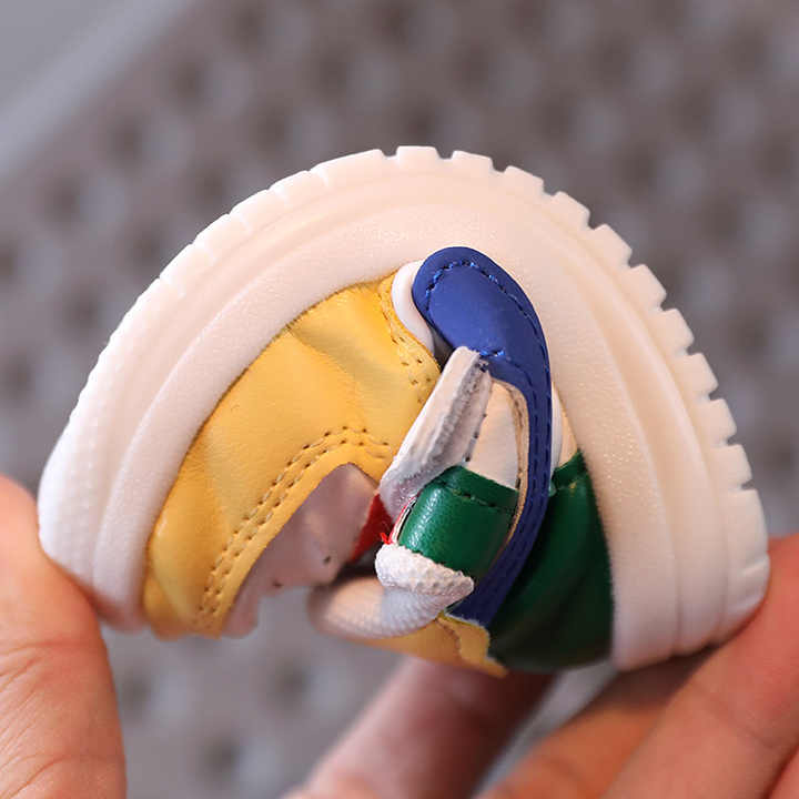 Flat, casual, leather, children's sneakers 
