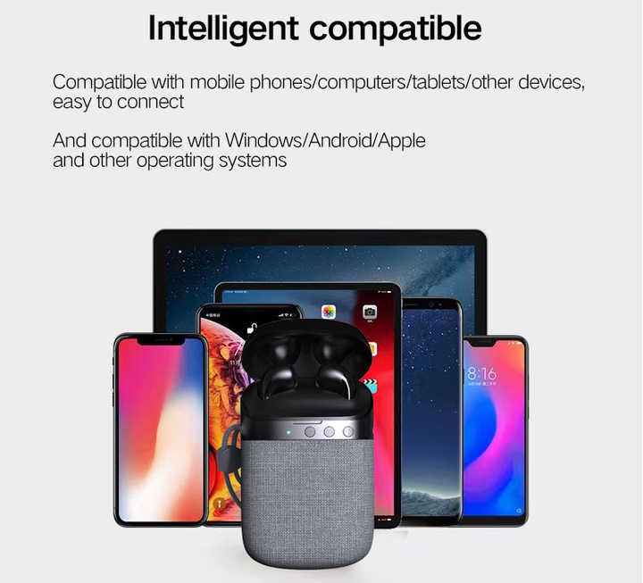 Stereo headphones with wireless charging case 