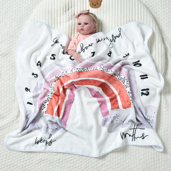 CPC Certificate Baby Monthly Milestone Blanket Boy or Girl Monthly Blanket with Frame Growth Chart Neutral Blanket 1-12 Months 