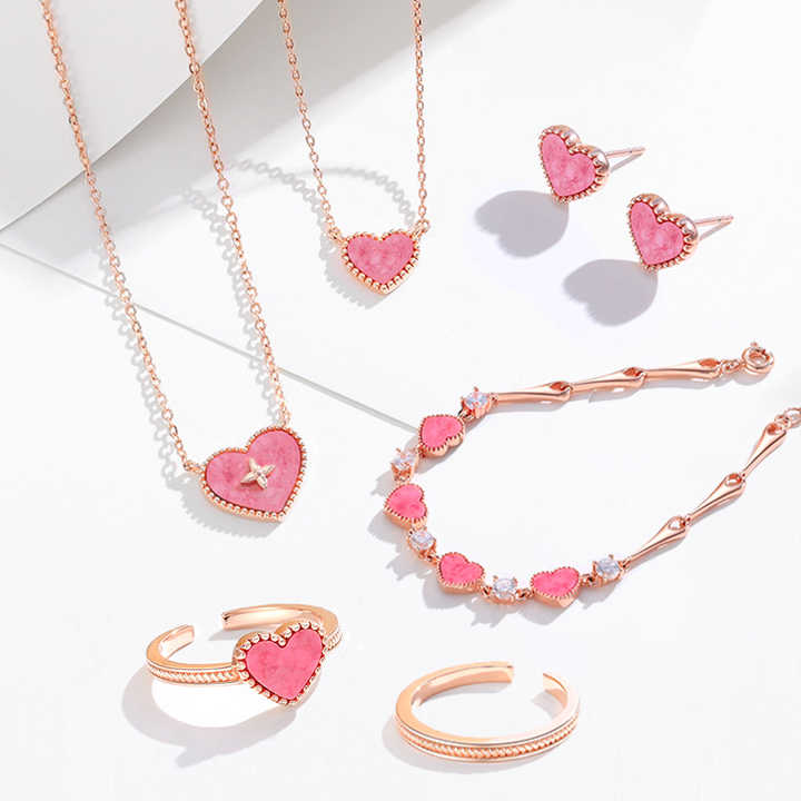 Wholesale Fashion Rose Quartz Jewelry Set 