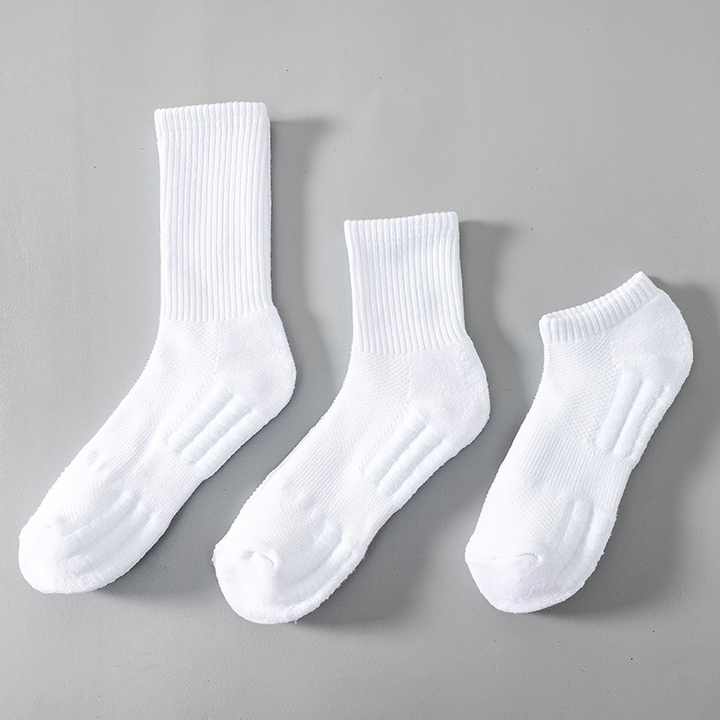 Men's Summer White Medium Tube Socks, Black Sweat 
