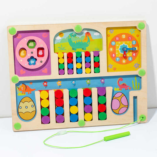 Wooden three-in-one color classification pairing pen. 