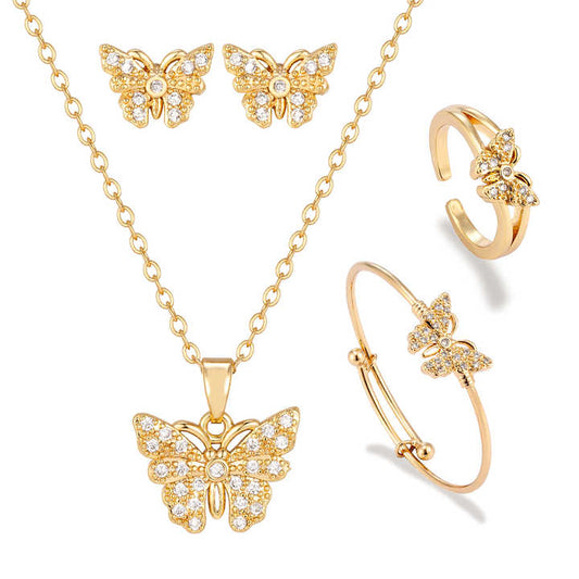 Children's Accessories Fashion Set Girl Butterfly Star Sky Design Zircon 