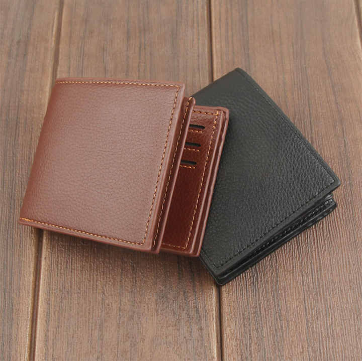 Wholesale Stylish PU Leather Wallet Men Simple Casual Short Small Wallet Clutch Male Purse 