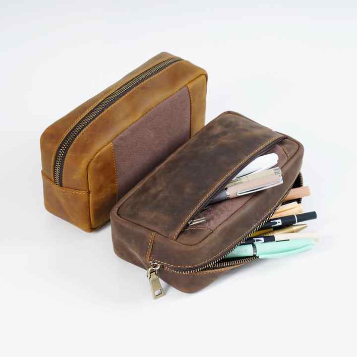 Large leather pencil case 
